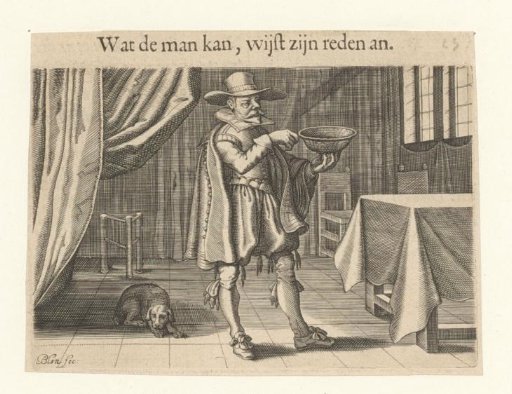 Man Standing in a Room with a Bowl in His Hand