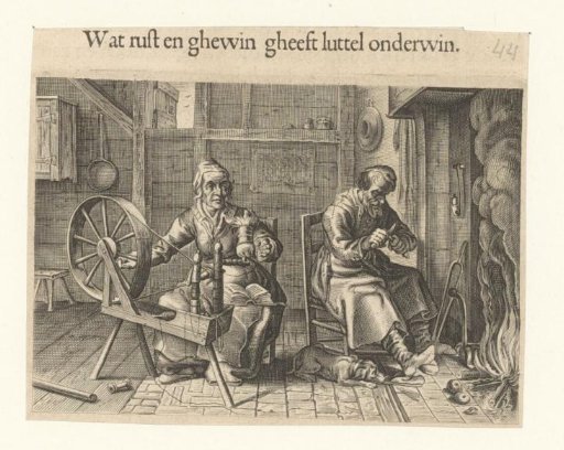 Spinning Woman and Woodcarving Man