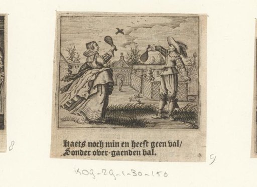 Couple playing jeu de Paume