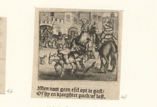 A Man Kicking a Heavily Loaded Donkey