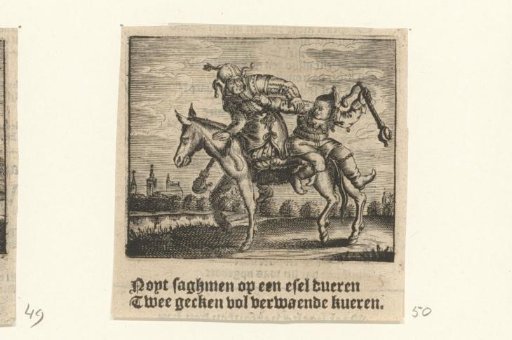 Two Fighting Jesters on a Horse
