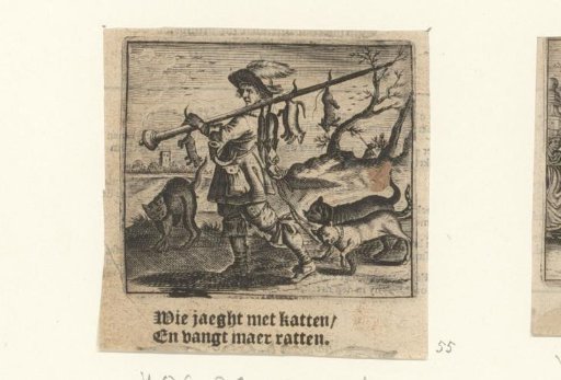A Rat Catcher Followed by Cats
