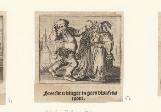 A Man Pokes the Finger of a Man in a Jester's Costume