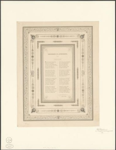 Copperplate print with a poem on the printing press