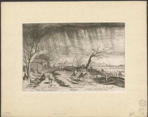 March, landscape with a rain shower