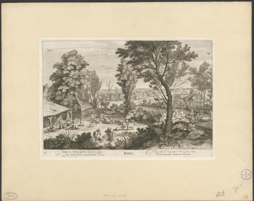 June, landscape with peasants shearing sheep