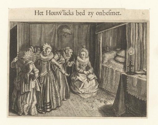 Group of Women Before a Bed