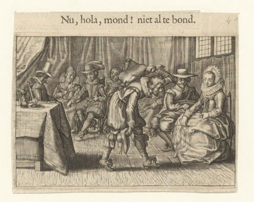 Man Bringing a Sack or Cushion to a Seated Woman