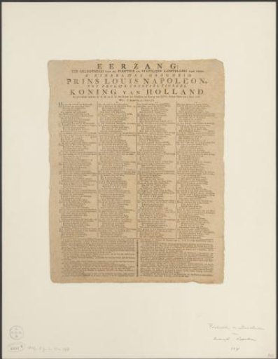 Song on the coronation of Lodewijk Napoleon, King of Holland
