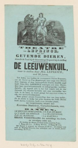 Theatre of Leprince with his tamed animals (...) the Lion's Den