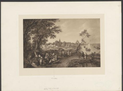 Landscape with figures and a village fair