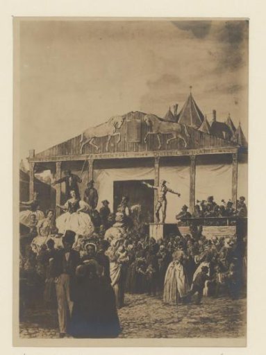 Photographic reproduction of a watercolour of the fair on the Nieuwmarkt