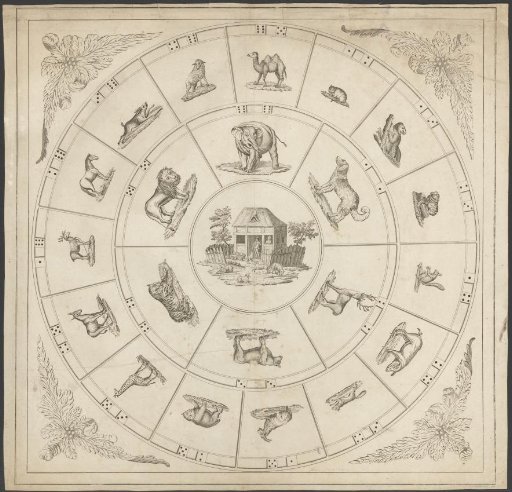 Gameboard for a dice game with animals