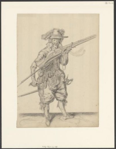 Soldier Blowing Sparks from His Musket Pan
