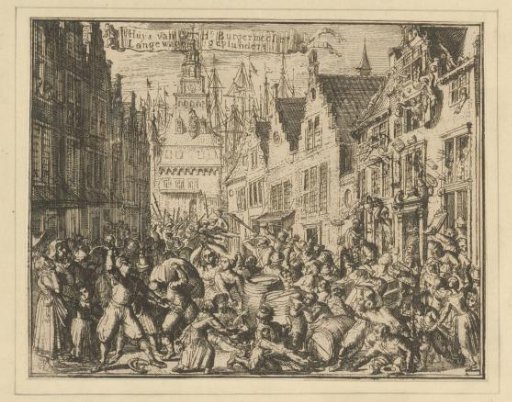 Plundering of the house of burgomaster Langewagen at Hoorn, 1672