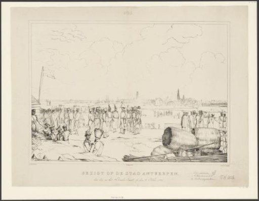 View of the city of Antwerp, the day after the Bombardment, on 28 October 1830