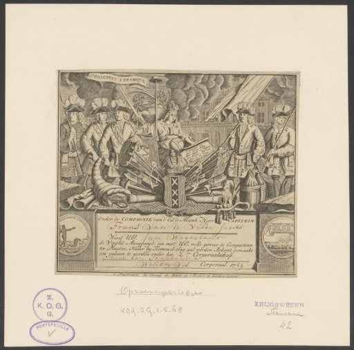 Civic Guard Ticket of Jan Wagtelaar, 1749