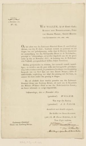 Royal decree regarding the carrying medal for the Hague volunteers