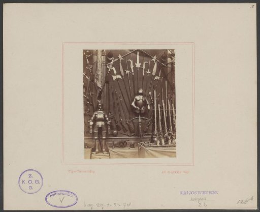 Armor and weapons at the arms exhibition of Arti et Amicitiae, 1869