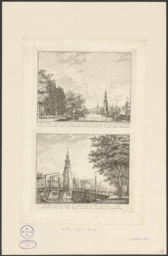 View of the Montelbaanstoren in Amsterdam from two sides