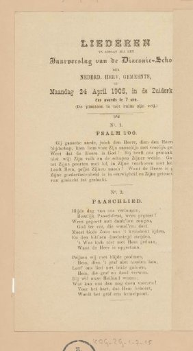 Hymnbook for the presentation of the annual report of the Deacons' schools, 1904