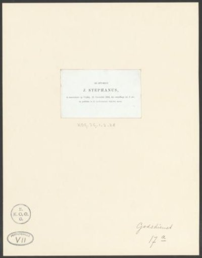 Announcement of a sermon by J. Stephanus