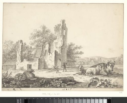 Cows and Sheep before the Ruins of the Abbey of Rijnsburg, 1830