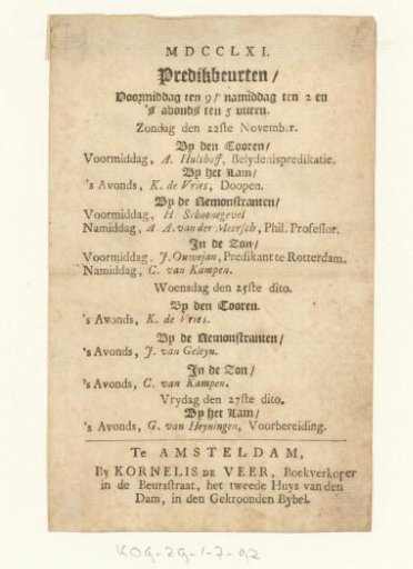 Sermons of the United Baptist Congregation in November 1761