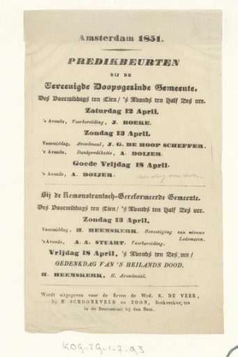 Sermons of the United Baptist Congregation in April 1851