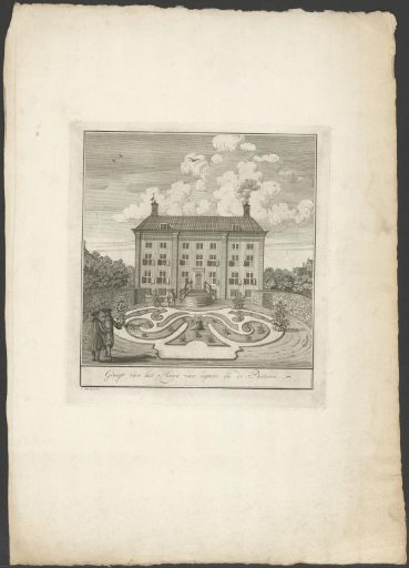 View of the rear facade and the parterre de broderie of the Corvershof in Amsterdam