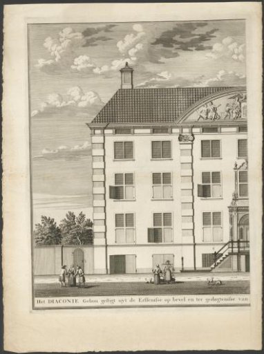View of the front facade of the Corvershof in Amsterdam (left part)