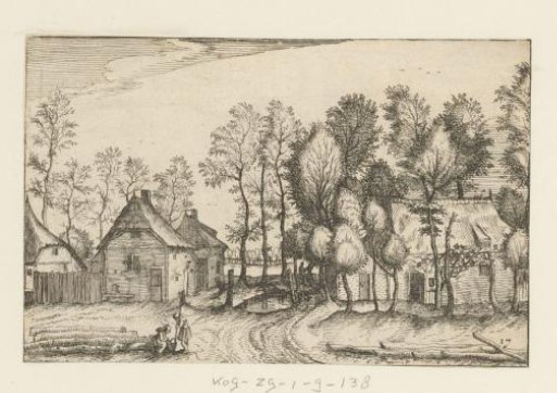 Landscape with houses and felled trees