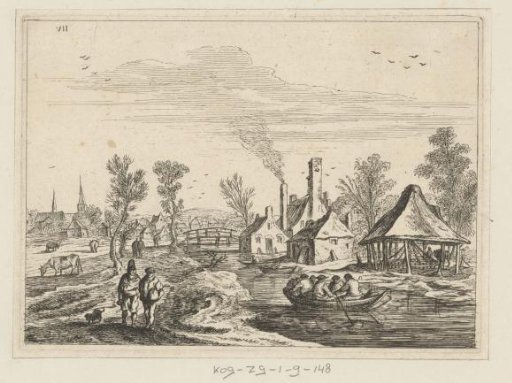Landscape with a village on a river