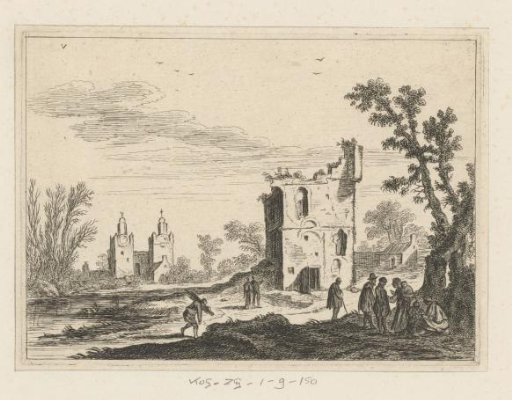 Landscape with a ruin and a church