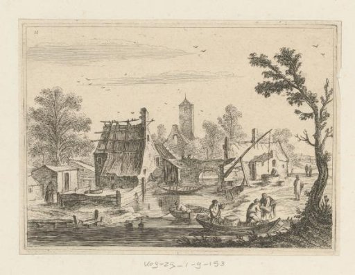 Landscape with a village on a river