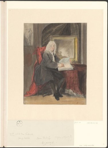 Self-portrait of an artist drawing at a table, or another artist