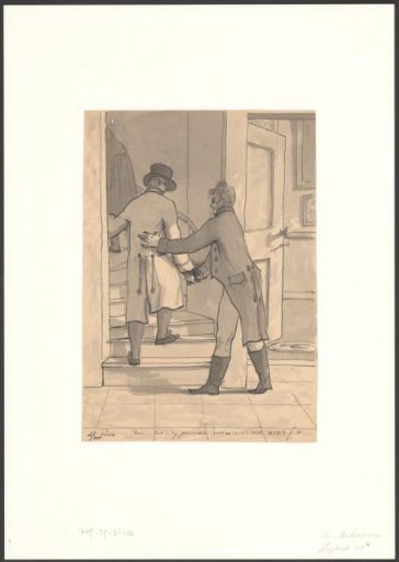 Christiaan Andriessen giving provisions to a man climbing the stairs
