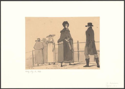 Conversation at the Hogesluis, possibly about the length of the woman's skirt in the foreground