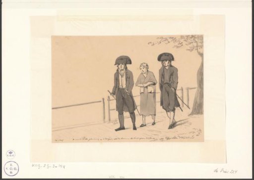 Woman being taken to the Workhouse by two guards