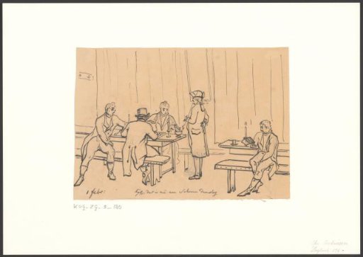 Two gentlemen playing draughts in a coffee house