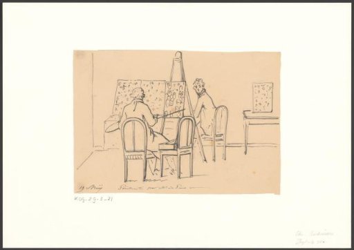 Christiaan Andriessen painting the portrait of Mr. du Puij