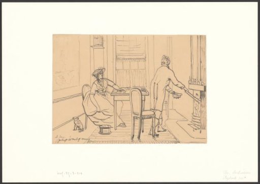 Christiaan Andriessen takes coal from the fire for the stove of his visitor