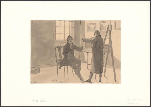 Gerrit Jan Michaëlis shows Christiaan Andriessen his own work