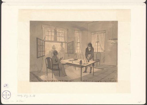 Interior with Christiaan Andriessen and three ladies