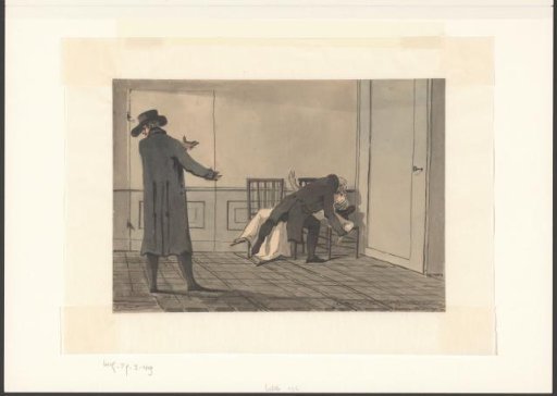 Christiaan Andriessen pointing at a kissing couple