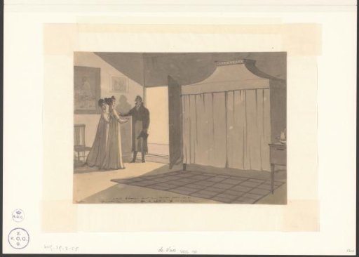 Christiaan Andriessen standing in the doorway of the bedroom of two ladies