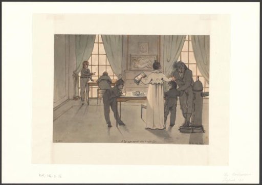 Children viewing and drawing from prints