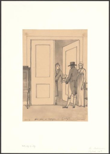 Conversation between two artists in the doorway about Cádiz