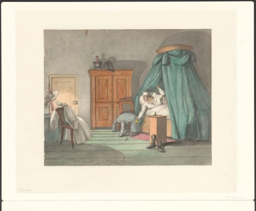 Bedroom with a Startled Married Couple in Bed