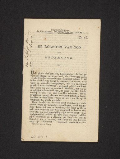 The voice of God calling to the Netherlands
